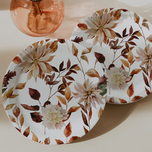 Assiettes En Carton Feuilles de automne rustique Floral