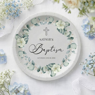 Assiettes En Carton Feuilles de eucalyptus vertes baptême botanique