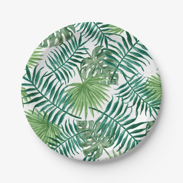 Assiettes En Carton Feuilles de la jungle tropicale (Devant)