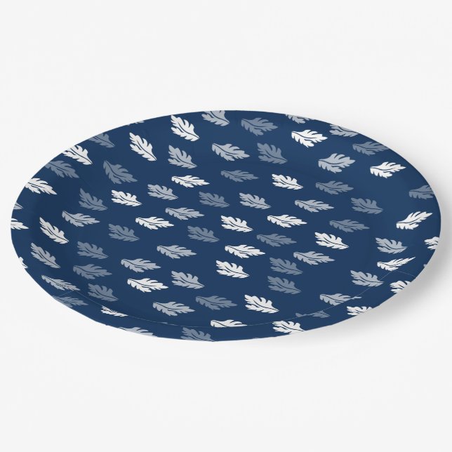 Assiettes En Carton Feuilles de la marine Blue Antique Motif (Angle)
