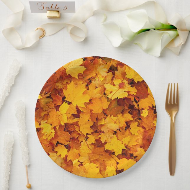 Assiettes En Carton Feuilles de l'érable d'automne (Mariage)