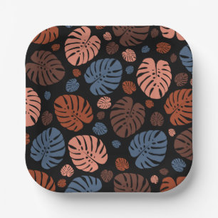 Assiettes En Carton Feuilles de palmier colorées
