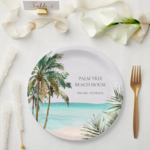 Assiettes En Carton Feuilles de palmier tropical personnalisées Plage 