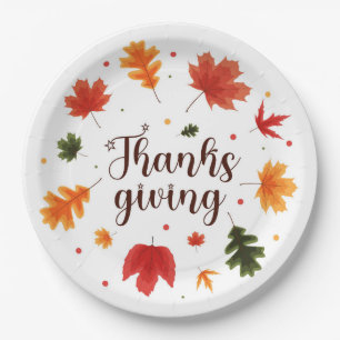 Assiettes En Carton Feuilles de Thanksgiving