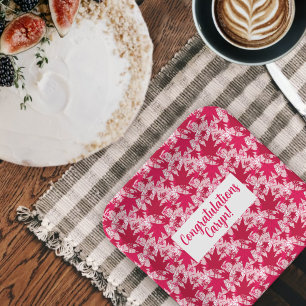 Assiettes En Carton Feuilles d'érable sur plaques Arrière - plans rose