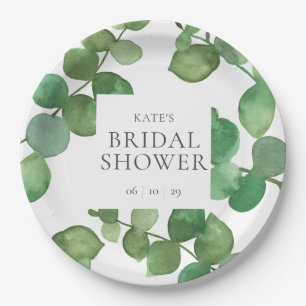 Assiettes En Carton Feuilles d'eucalyptus verdure Shower de mariage