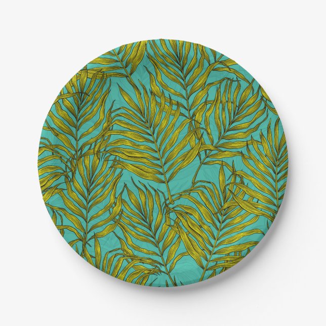 Assiettes En Carton Feuilles Palm (Devant)