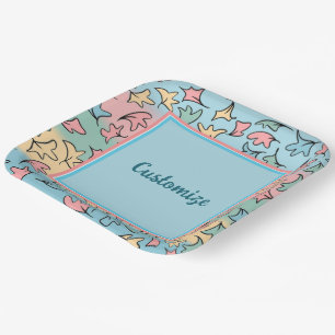Assiettes En Carton Feuilles pastel personnalisées colorées