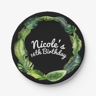 Assiettes En Carton Feuilles Tropicales Élégant Chic Mariage d'Été Lua
