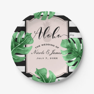 Assiettes En Carton Feuilles Tropicales & Élégant Mariage Tropic Pinea