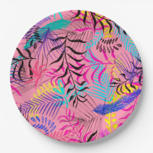 Assiettes En Carton Feuilles tropicaux