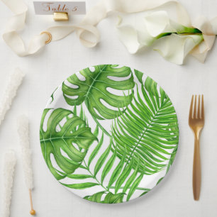 Assiettes En Carton Feuilles tropicaux