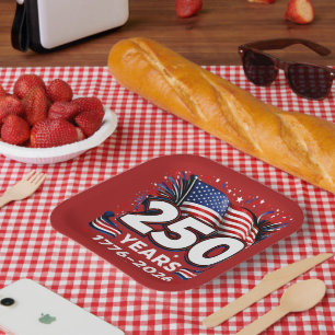 Assiettes En Carton Feux d'artifice patriotiques 250 ans d'indépendanc