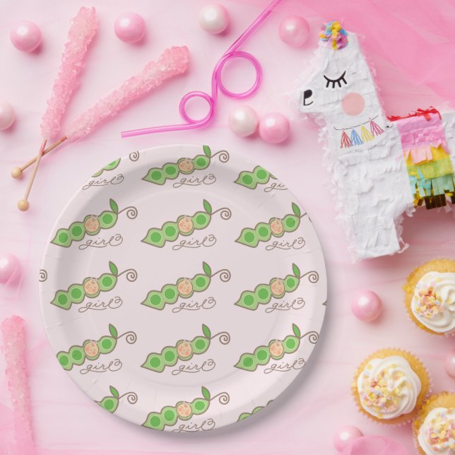 Assiettes En Carton Fève Rose Dans Une Gousse Féminité Fantaisiste pou (Fête)