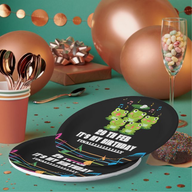Assiettes En Carton Février 29th Leap Day, c'est mon anniversaire leap (Multi)