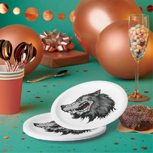 Assiettes En Carton Fierce Wolf Head Bold Wild Animal
