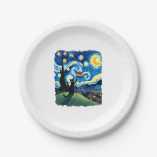 Assiettes En Carton Fierté Gay Chat Art Chat La Nuit Étoilée Style LGB
