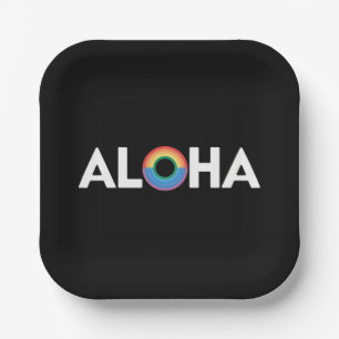 Assiettes En Carton Fierté LGBTQ Aloha Rainbow Island Hawaii