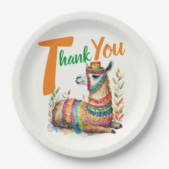 Assiettes En Carton Fiesta Baby Boy or Girl Douche Partyware Llama (Devant)
