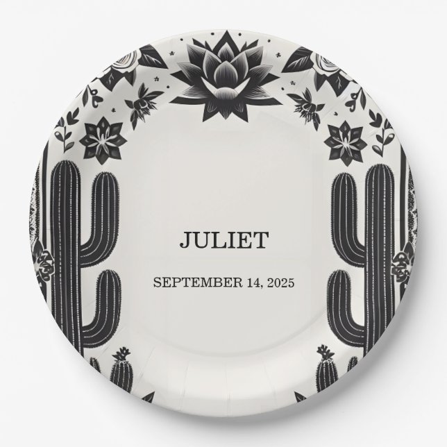 Assiettes En Carton Fiesta Cactus Love In Bloom Mexicains Fête des mar (Devant)