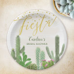 Assiettes En Carton Fiesta Cactus Taco Bout Love Fête des mariées<br><div class="desc">Ce modèle de douche fiesta nuptiale présente du texte en écriture or et une variété de plantes en pots de cactus aquarelle. Cliquez sur le bouton personnaliser pour plus de flexibilité avec la modification des images et du texte ! Des variantes de ce design, des couleurs supplémentaires, ainsi que des...</div>