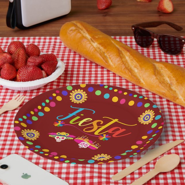 Assiettes En Carton Fiesta coloré brillant amusant (Pique-nique)
