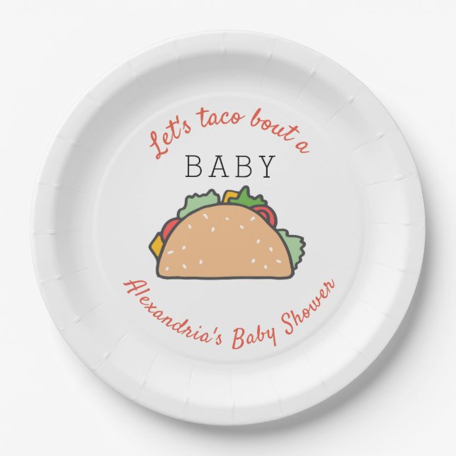 Assiettes En Carton Fiesta Thème Let's Taco Bout a Baby shower (Devant)