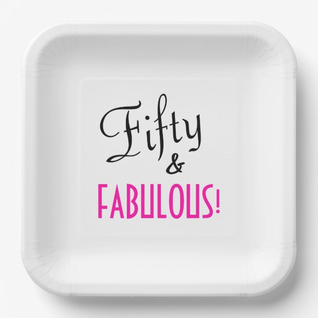 Assiettes En Carton Fifty & FABULOUS! Retro Hot Pink Birthday Party (Recto)