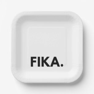 Assiettes En Carton Fika Bold noir et blanc sans serif