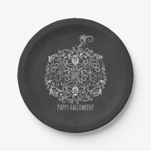 Assiettes En Carton Filigree Tableau de Bord Chute de Citrouille d'Aut