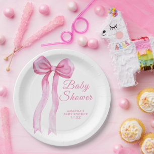 Assiettes En Carton Fille arc rose Baby shower