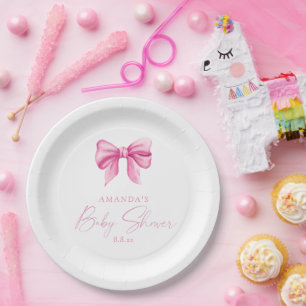 Assiettes En Carton Fille ARC ROSE Baby shower