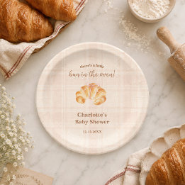 Assiettes En Carton Fille au Croissant avec un Bébé dans le Four pour