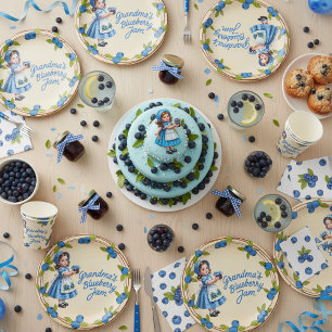 Assiettes En Carton Fille aux myrtilles vintage - Confiture de myrtill