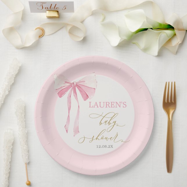 Assiettes En Carton Fille Baby shower de la ceinture rose (Mariage)