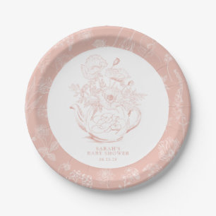Assiettes En Carton Fille bébé brasse Vintage rose florale douche