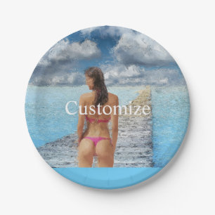 Assiettes En Carton Fille Bikini Thunder_Cove