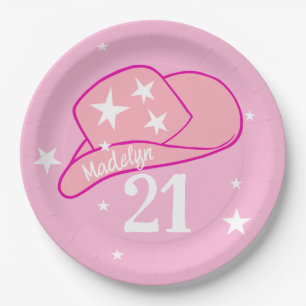 Assiettes En Carton Fille Casquette occidentale moderne Fille rose 21e