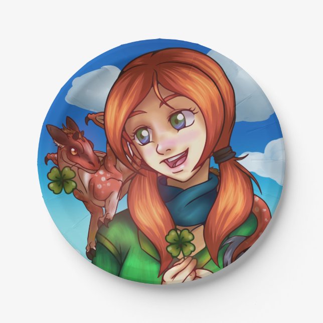 Assiettes En Carton Fille chanceuse (Devant)