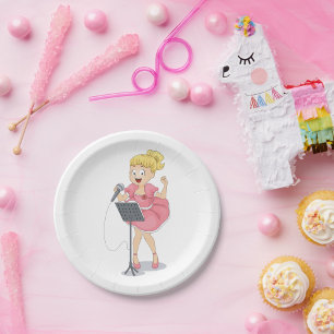 Assiettes En Carton Fille chante