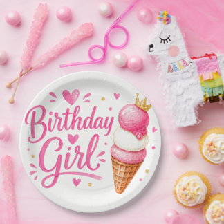Assiettes En Carton Fille d'anniversaire