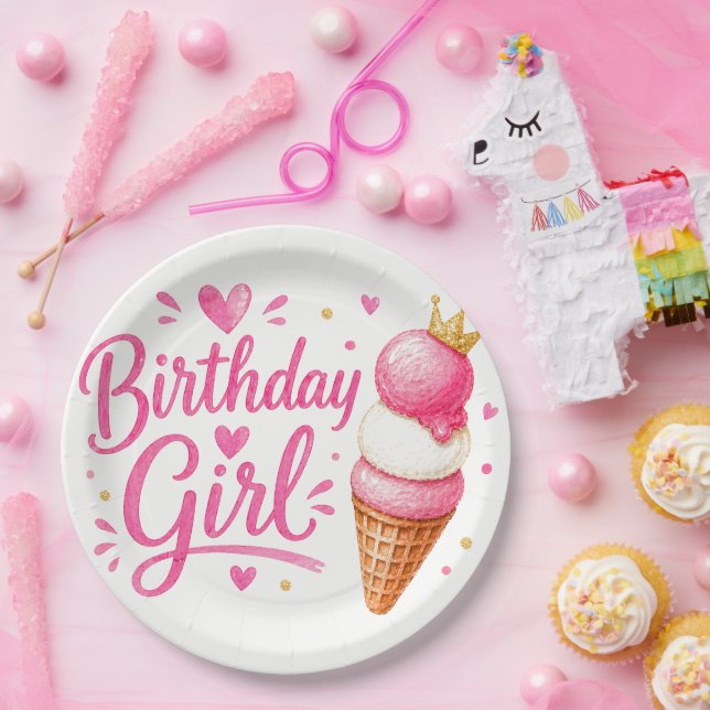 Assiettes En Carton Fille d'anniversaire (Fête)