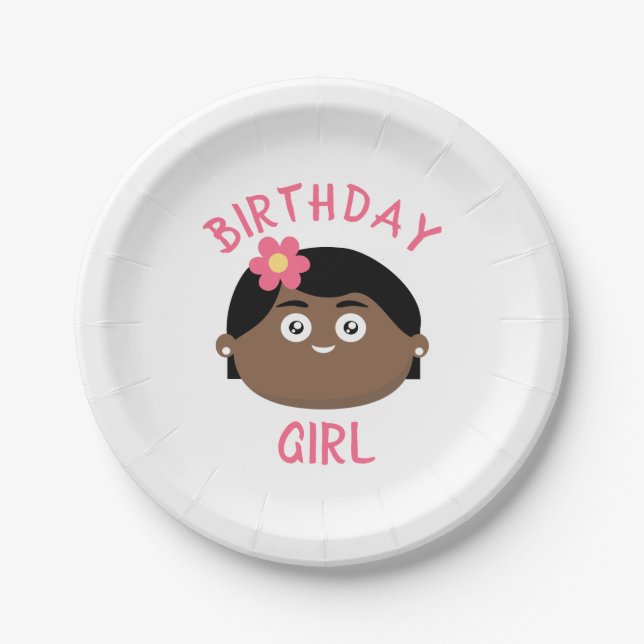Assiettes En Carton Fille d'anniversaire (Devant)