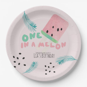 Assiettes En Carton Fille d'anniversaire pastèque / Une pastèque rose