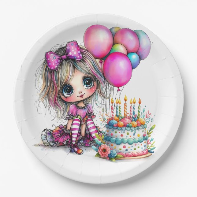 Assiettes En Carton Fille de fête (Devant)