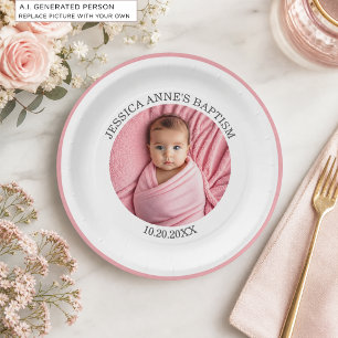 Assiettes En Carton Fille de photo spéciale baptême  