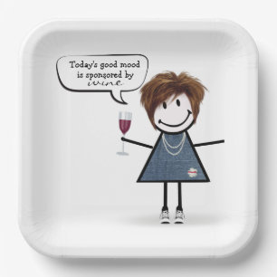 Assiettes En Carton Fille de Stick Party en baskets avec du vin