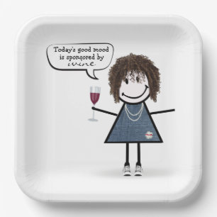 Assiettes En Carton Fille de Stick Party en baskets avec du vin