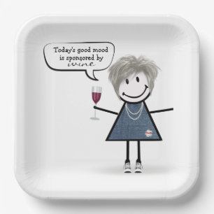 Assiettes En Carton Fille de Stick Party en baskets avec du vin