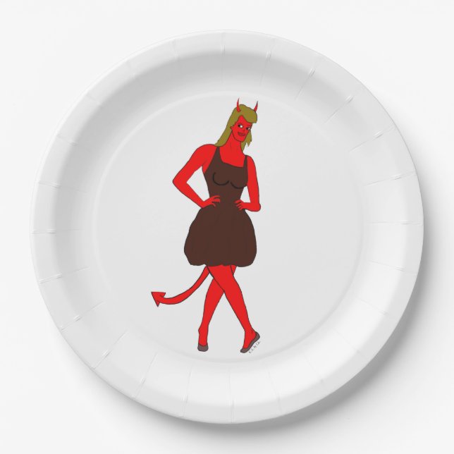 Assiettes En Carton fille diable (Devant)